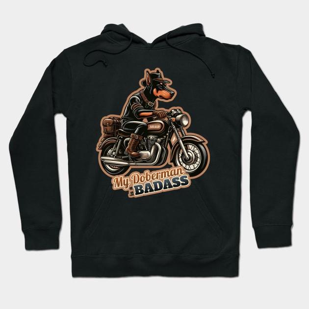 Biker Doberman Hoodie by k9-tee